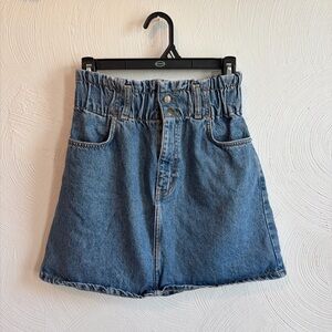 Blue Denim Paperbag Waist Skirt